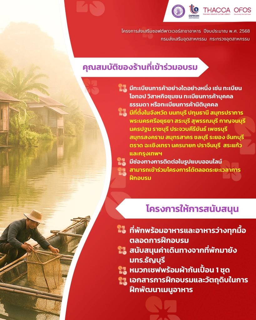 สมัครร่วมกิจกรรม ฟรี !! หลักสูตร local chef  การพัฒนาร้านอาหารเชฟชุมชนอาหารถิ่นอาหารไทย (ภาคกลางและตะวันออก)
